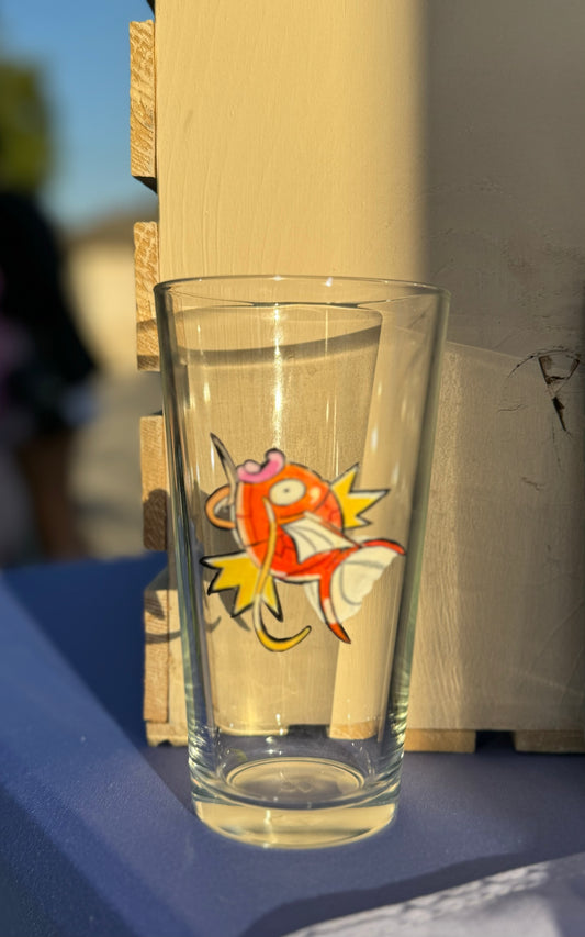 Hand-Painted Magikarp Glass – Pokémon Themed Drinking Glass