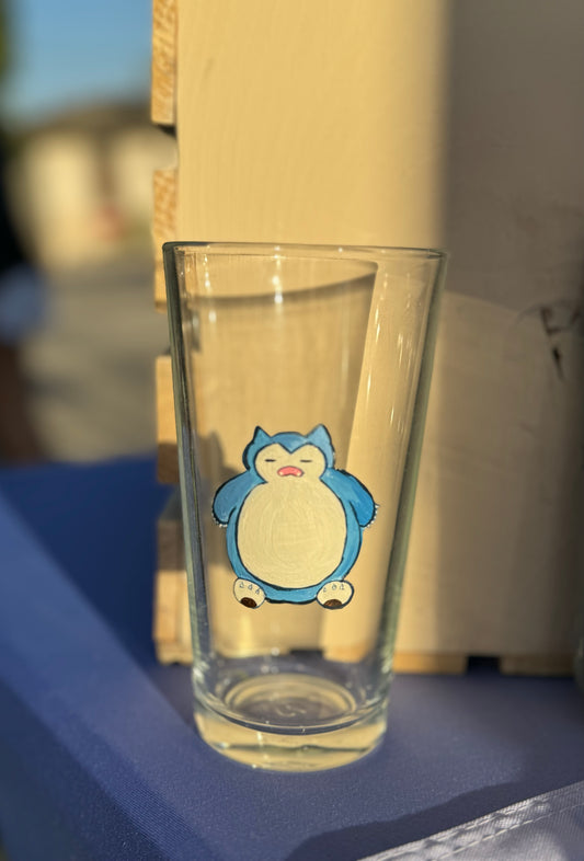 Hand-Painted Snorlax Drinking Glass – Pokémon-Themed Glassware